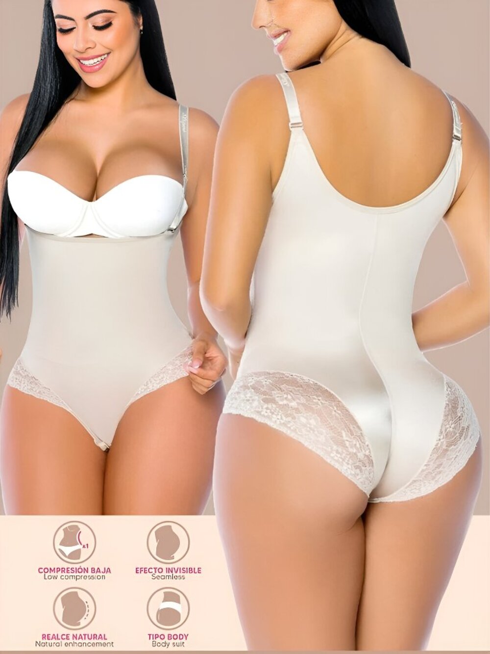 Faja XL Women White Lace Sexy One Piece Bodysuit Shapewear Colombian Stagmi NEW!